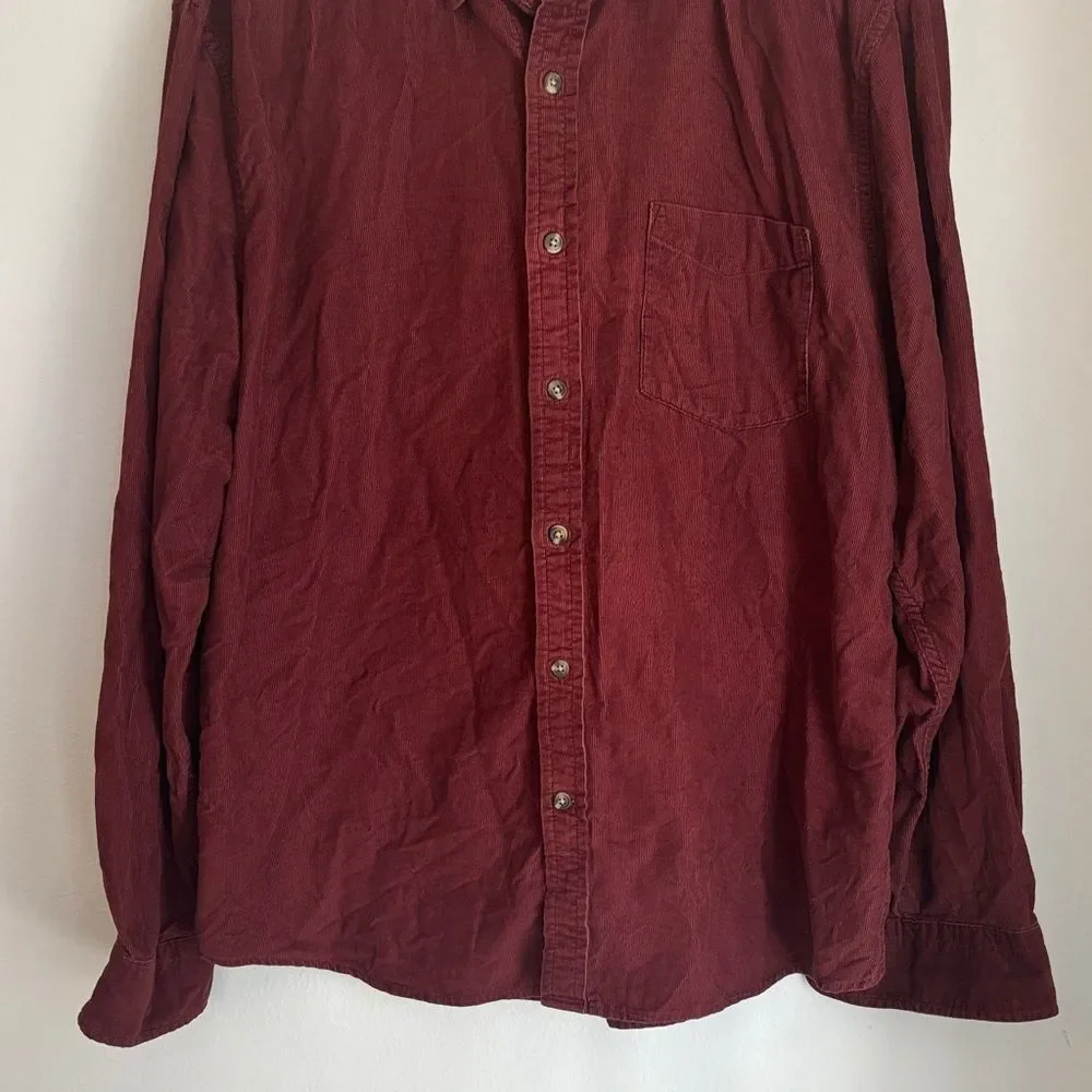 Banana Republic Men's corduroy Button-Down Shirt Deep Wine red long sleeve large
